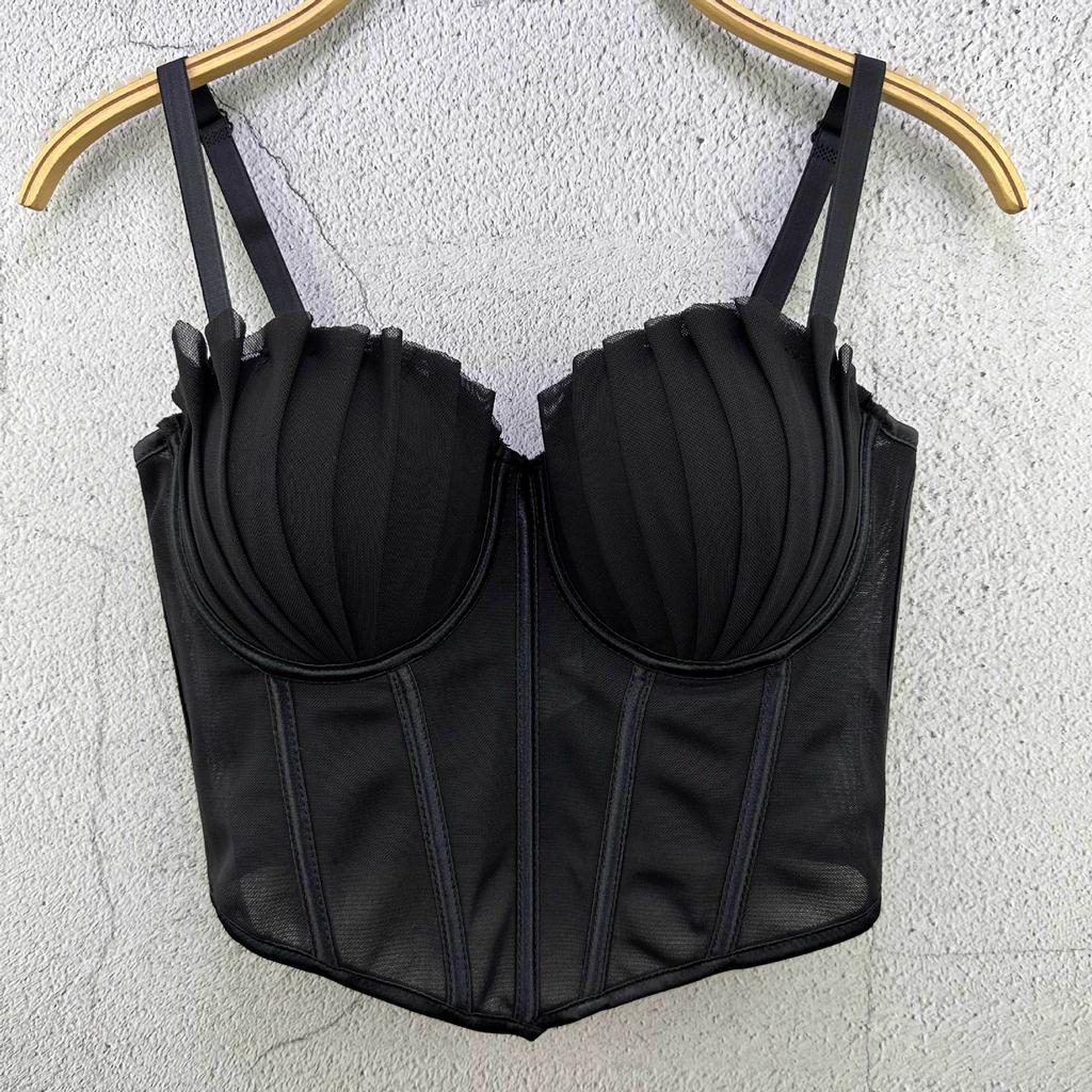 Classic Women Black White Dot Tube Top Corset Bustier Girl Sexy Push Up Vest Bralet Lady Bra Cropped Tops Club Party Lingerie