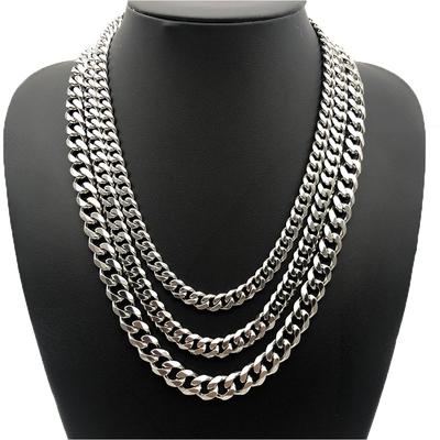 Kubanische Halskette für Männer und Frauen, einfache Punk-Edelstahl-Panzergliederkette, 5–9 mm