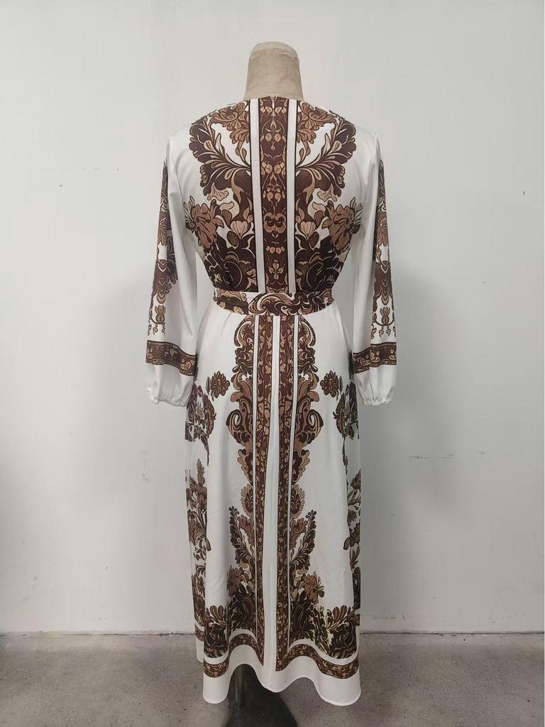 Elegant V-Neck Lantern Sleeve Women's Dress - 2026 European & American Style