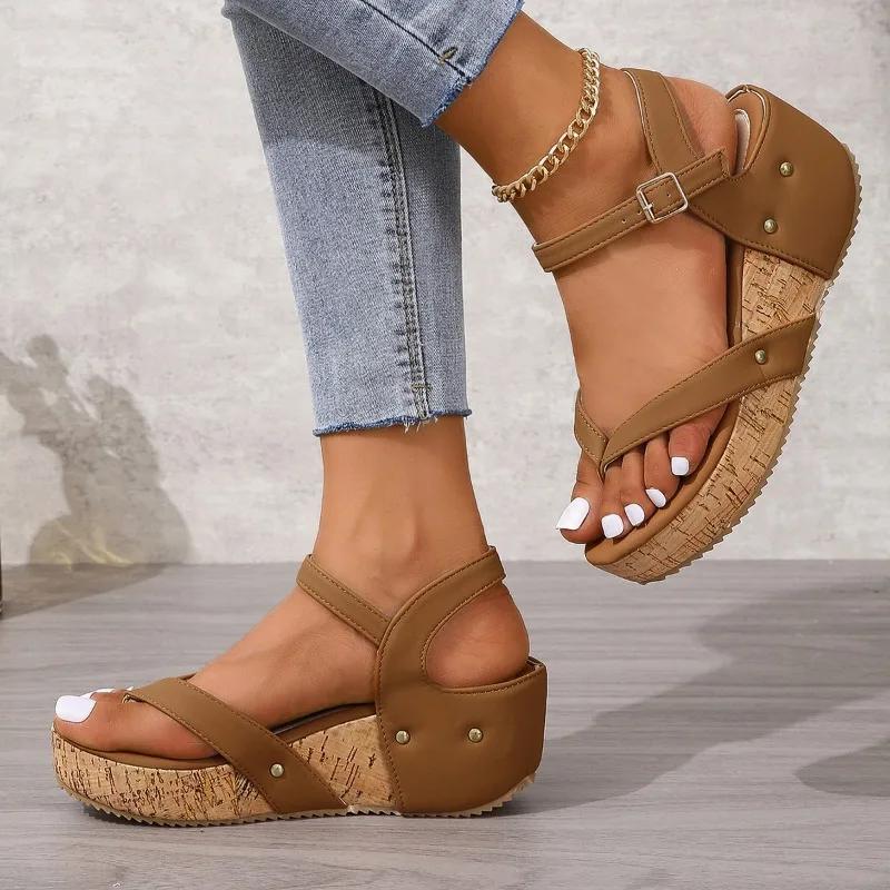 Fashion Shoes Female 2025 Clip Toe Women's Wedges Sandals Summer Shoes Ladies Fashion Buckle Strap Platform Sandals Casual Sandals Women