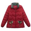Middle-aged and Old Young Thin Cotton Jacket for Women Short Mother Autumn and Winter New Embroidered Stand-up Sewn Cotton Jacket