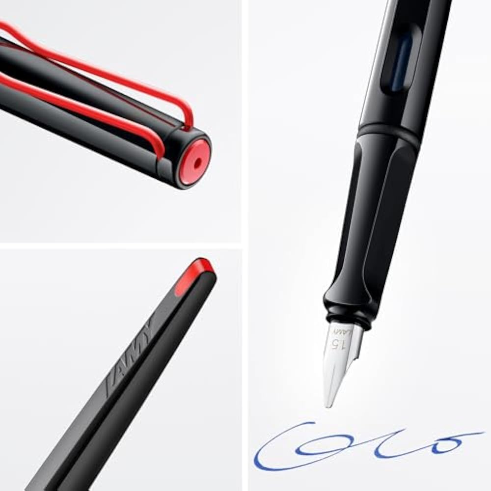 LAMY (Ramy) Joy Fountain Pen Black - Ergonomic Grip and Polished Steel Tip Line Width 1.1 Mm - Ri...