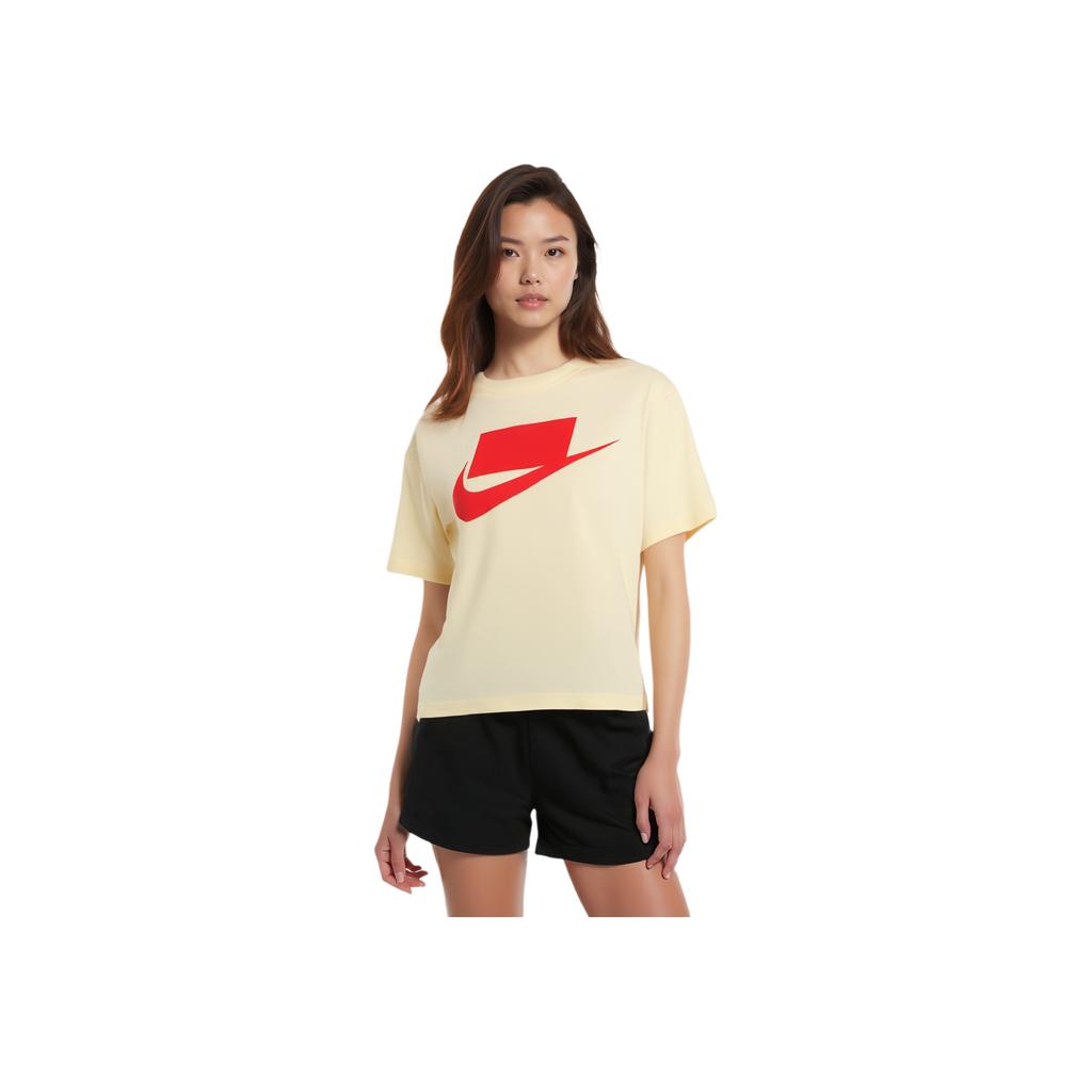 Nike Sportswear Classic Logo Short Sleeve T-Shirt Women Tops Pale-Yellow AH4008-115