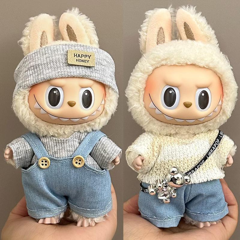 15/17cm Labubu Clothes Fashion Overalls Labubu Idol V1 V2 Dolls Clothing Accessories  Plush Doll Universal Holiday Gift In Stock