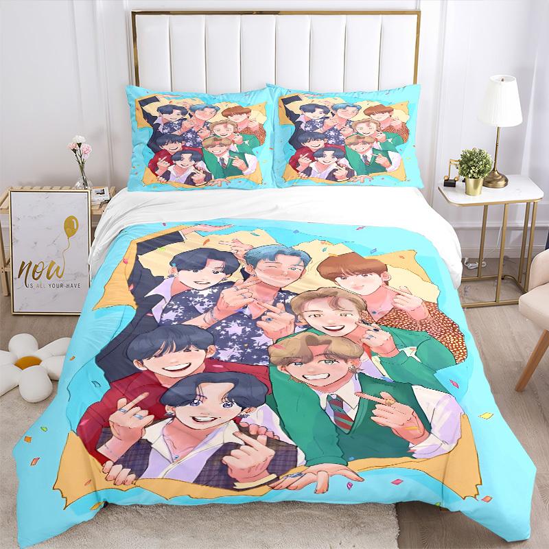 3pcs BTS, K-Pop Merchandise Bedding Set: Perfect for Bedroom or Guest Room. Soft and Comfortable with No Core Included yy251010142