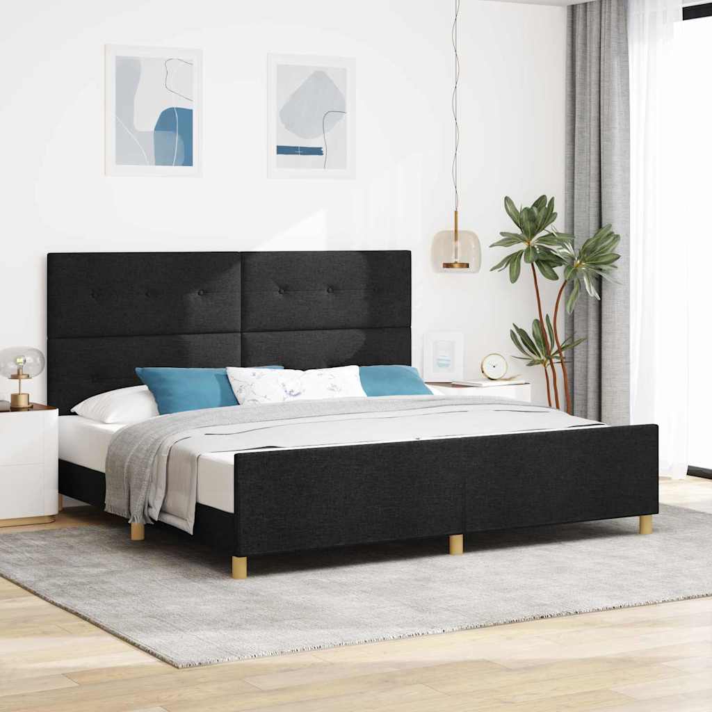 Bed Frame with Headboard Black 200 x 200 cm Fabric