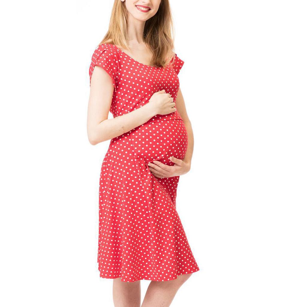 Women's Pregnant Baby Maternity Joint Polka Dot Printing Outwear Dress
