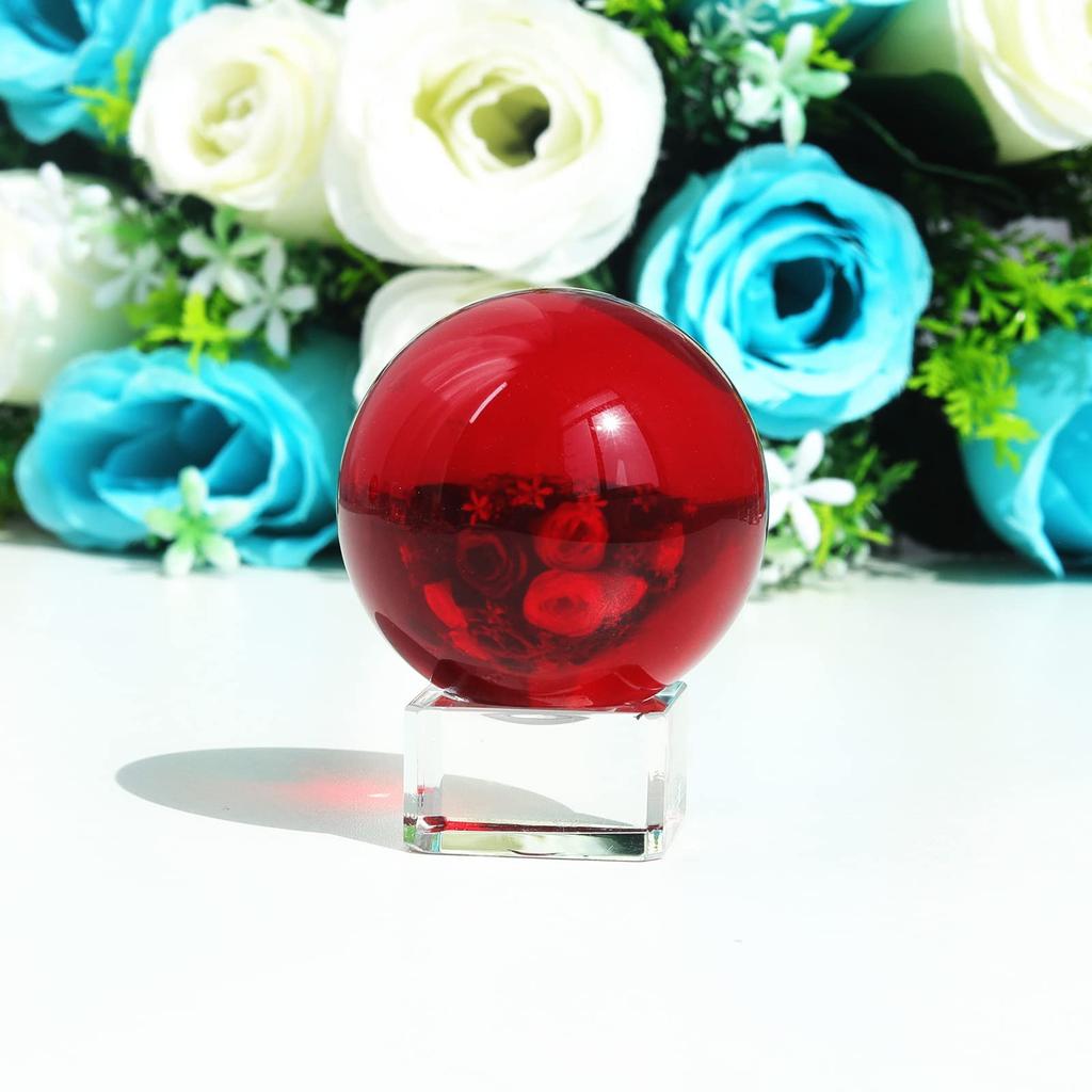 Multicolored Transparent Crystal Ball, 60mm, Crystal Ball, Ornament (Red)