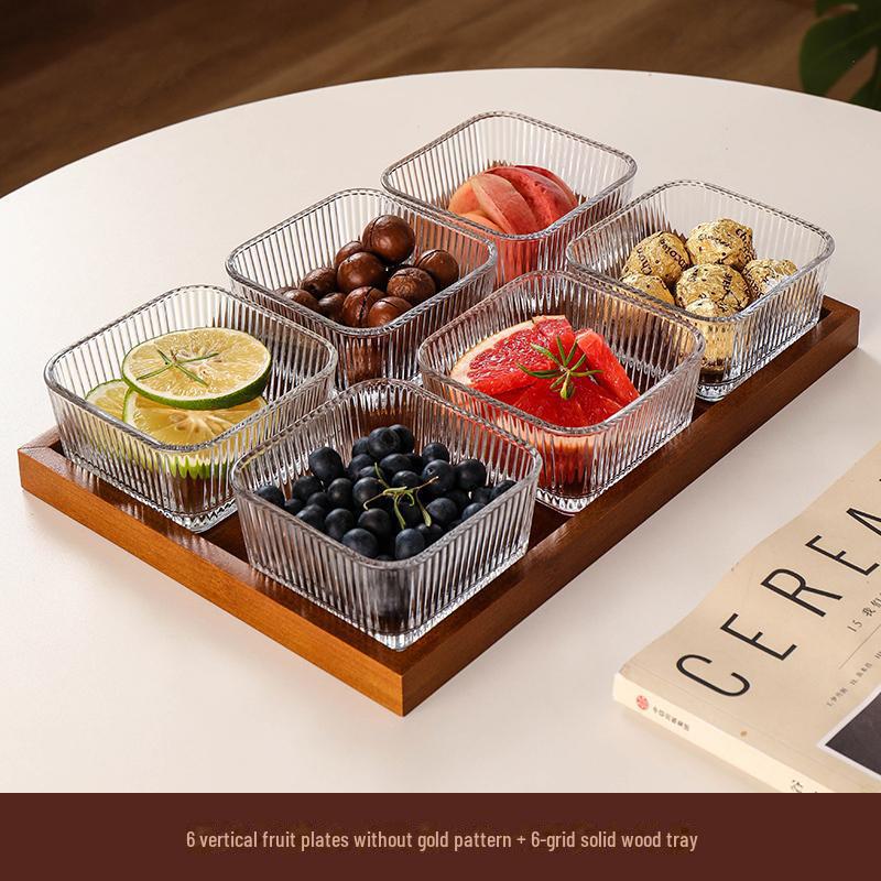 Japanese-Style Glass Fruit and Snack Plate for Living Room Coffee Table
