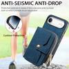 For iPhone Air PU Leather Phone Back Cover with Zipper Card Holder and Long Strap