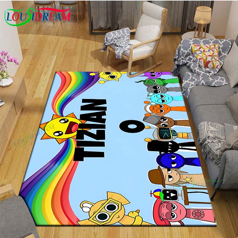 Fashion S-Sprunki Incredibox Game Carpet Outdoor Rug Area Rug Non-Slip Carpet Bedroom Decor Carpet For Room Kid Gift