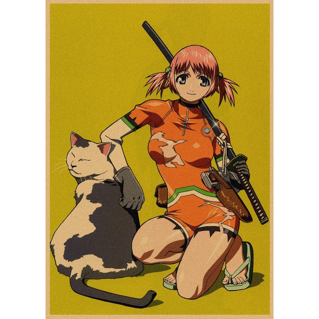 Retro Japanisches Anime Poster - Yasuomi Umetsus Killer Girl auf Kraftpapier Wandkunst Wandbild 262