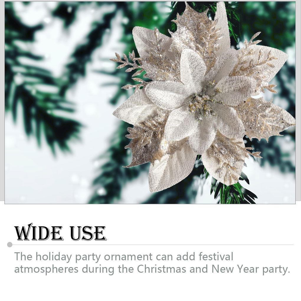 Flori artificiale de Crăciun cu sclipici Ornament de pom de Crăciun strălucitor Decor de petrecere Recuzită Sufragerie de acasă