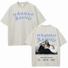 Summer Funny Hannah Bahng Blue Graphics Vintage Washed Tshirt Streetwear Men Harajuku Short Sleeve TShirt Pop Oversized Clothes