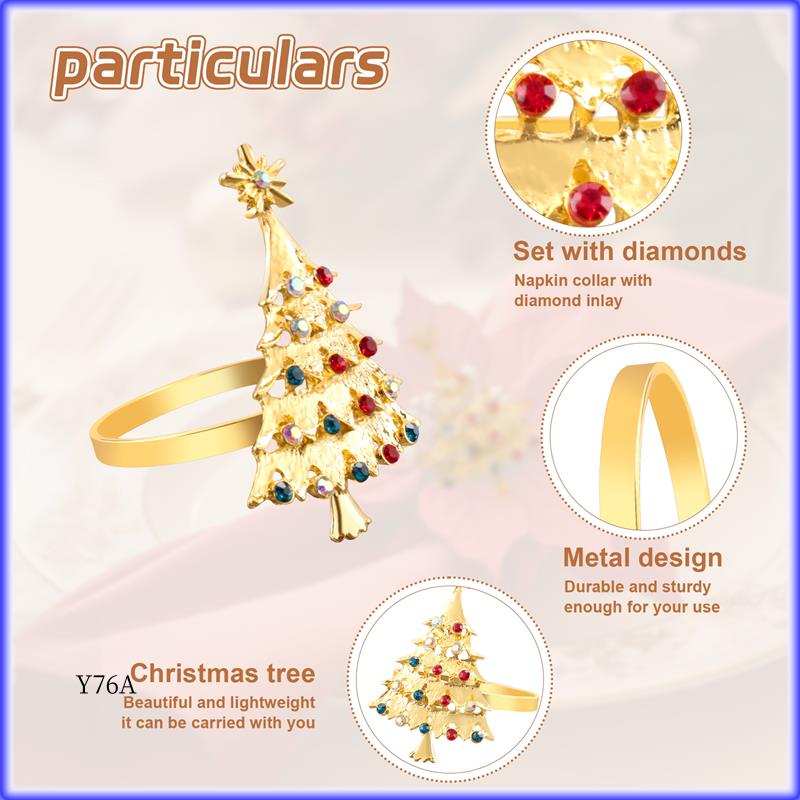 Good-6Pcs Christmas Napkin Button Napkin Ring Napkin Ring Cloth Ring Diamond Christmas Napkin Rings