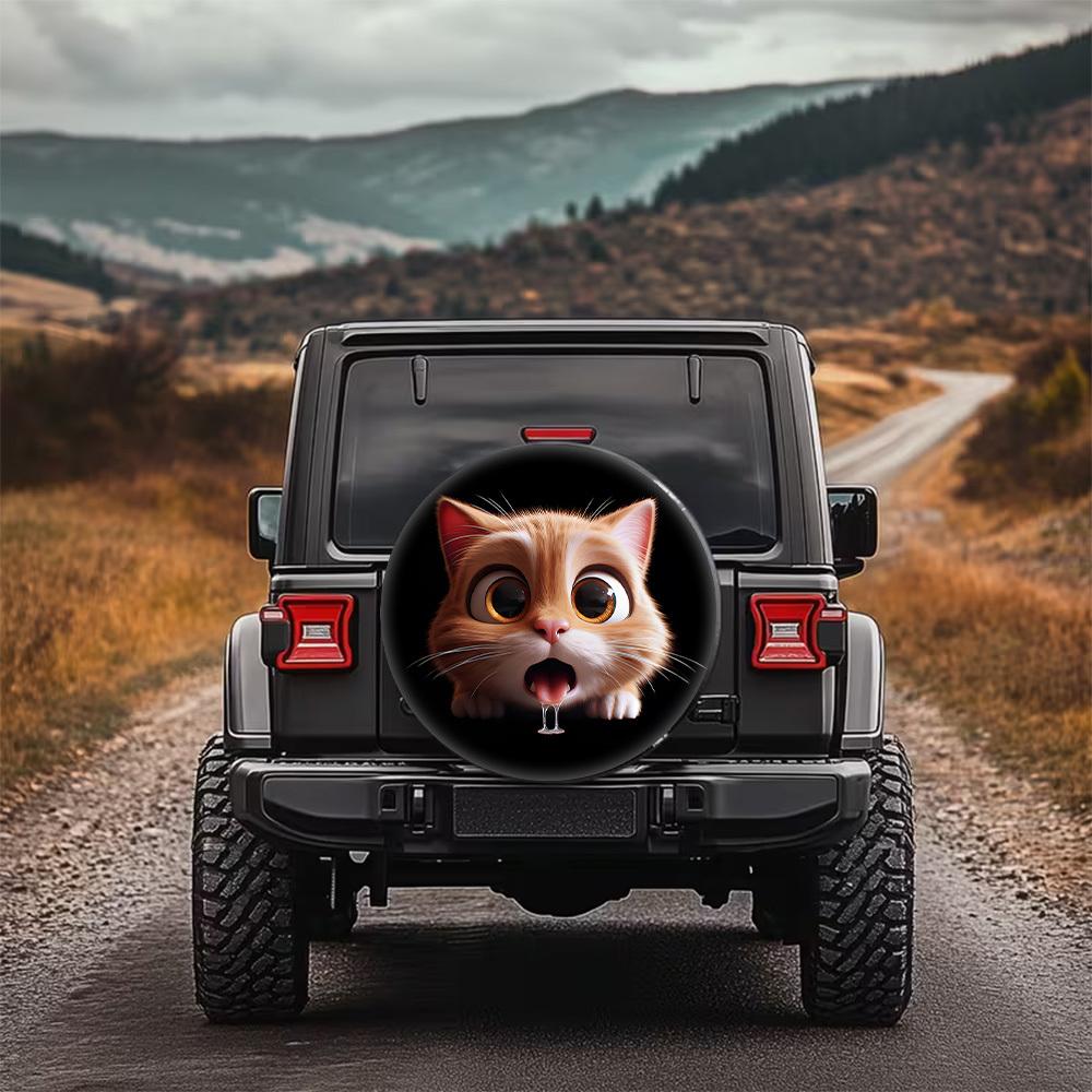 1pc, Cute And Fun Cat Print Spare Tire Cover, Creative And Whimsical Spare Tire Cover, Multi-functional Spare Tire Cover, Suitab