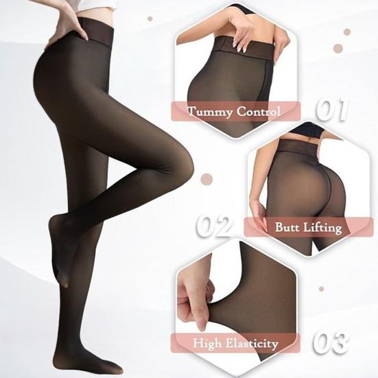 Women Fleece Lined Pantyhose Winter Sheer Warm Leggings Fake Translucent Thermal Thick Tights for Dresses Dating Work Party