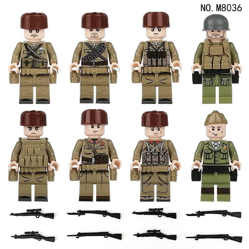 M8160 M8036 M8094 Soviet Volunteer Army Building Block Minifigures Anti-Us Aid Korea Small Particle Assembled Toys