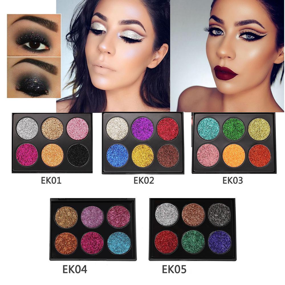 6 Colors Diamond Glitter Eye Shadow Sequin Eyeshadow Palette Makeup Palettes