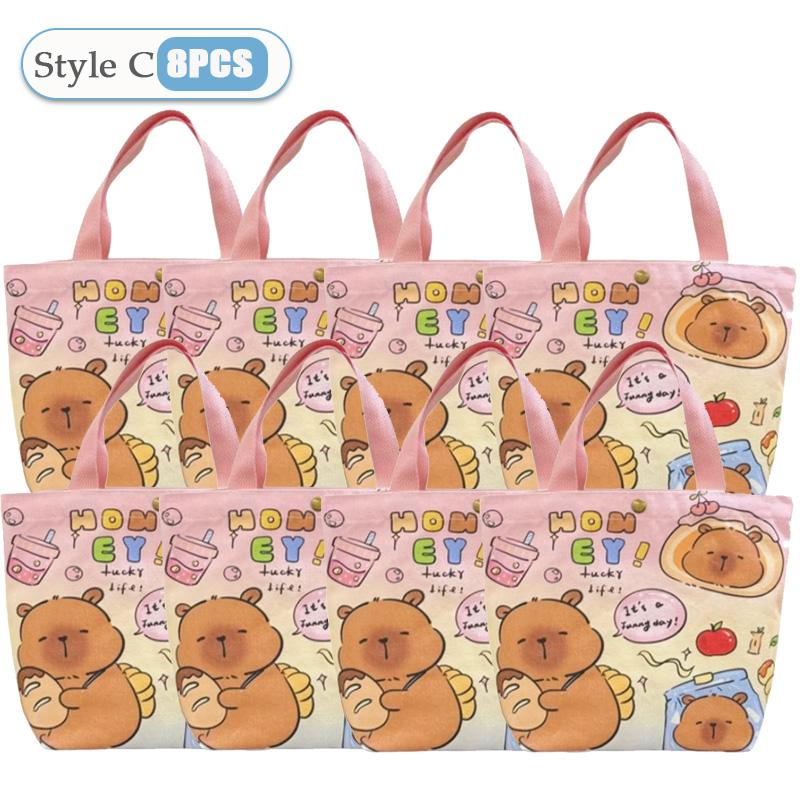1-20PCS Cartoon Canvas Bag Novelty Tote Bag Kapibara Inner Daily Large Capacity Shoulder Bag Cartoon Capybara Kawaii Hand Bags