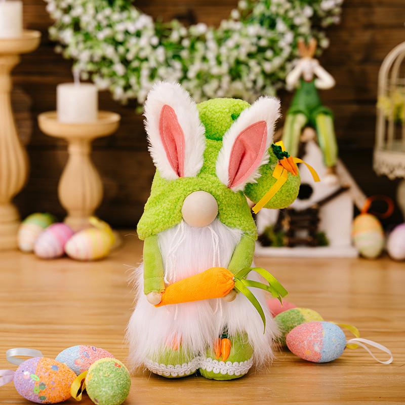 

Cute Easter Gnome Decoration Featuring Soft Fabric Egg Hat In Bright Colors For Holidays зелений