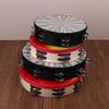 8/10 In Wooden Tambourine Handbell Hand Drum W/ Double Row Jingles Laser/Rainbow Drum Head Musical Percussion Instrument