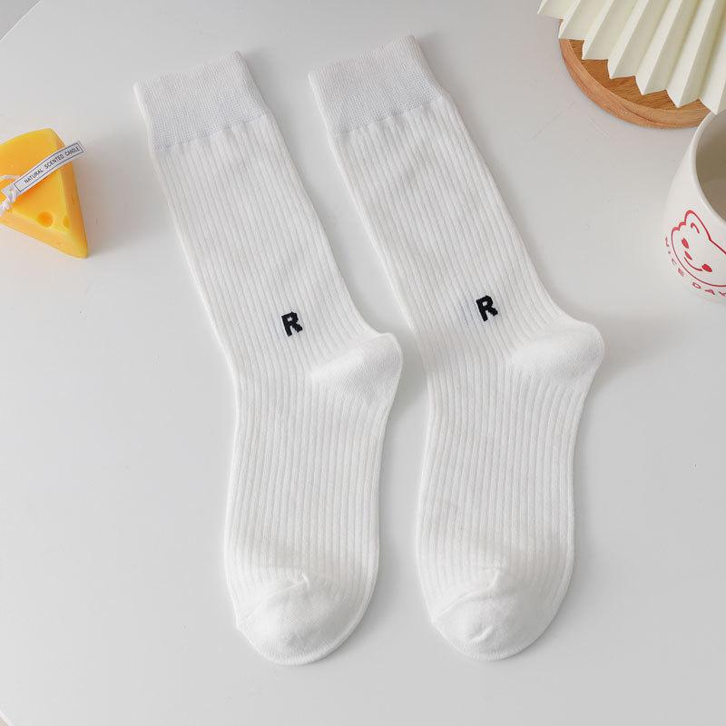 South Korea Dongdaemun Women's Long Candy Color Letter Stripe Socks