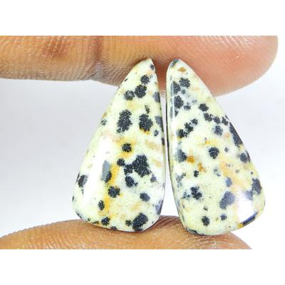 Natural Dalmantion Matched Pair Pear Cabochon Loose Gemstone 10X22X03 MM SK-191