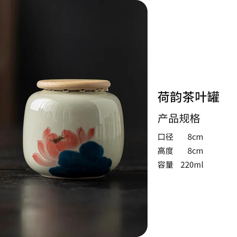 1PCS Chinese Style Ceramic Hand Painted Tea Jar Household Small Portable Sealed Moisture-proof Tea Storage Bottle 2025 New
