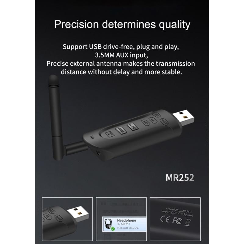 BT5.3 USB Wireless  Transmitter  Transmitter APTX/APTX-LL/APTX-HD/APTX Adaptive For Computer TV Car Speaker