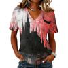 Womens Halloween Print V Neck Pullover Top Short Sleeve Casual Shirt Lightweight Comfortable Fit