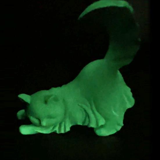 Halloween Ghost Cat Statue Glow-in-the-dark Black White Ghost Cat Resin Figurine Ornament Desktop Decoration Cat Lovers Gift