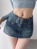 Syvent Mini Gal Short Mini Jean High ZSY066 A-Line Skirt, Skirt, Skirt, Skirt, Elegant, Show-Off Pants, Mini, Belt, Waist, Pockets, Flare,