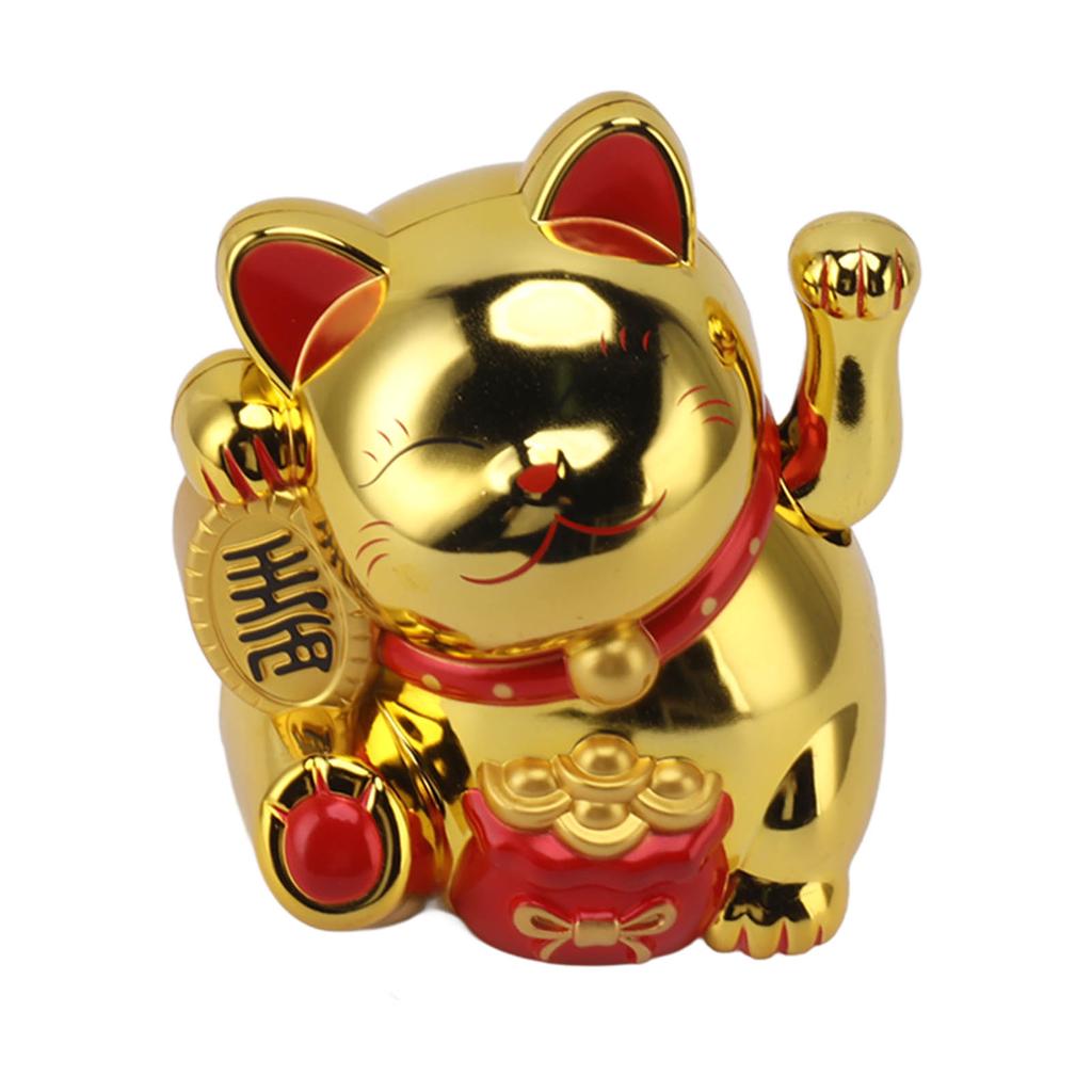 5.5in Electric Waving Arm Fortune Cat Decorative Cute Plastic Cat Ornaments for Cashier Desk