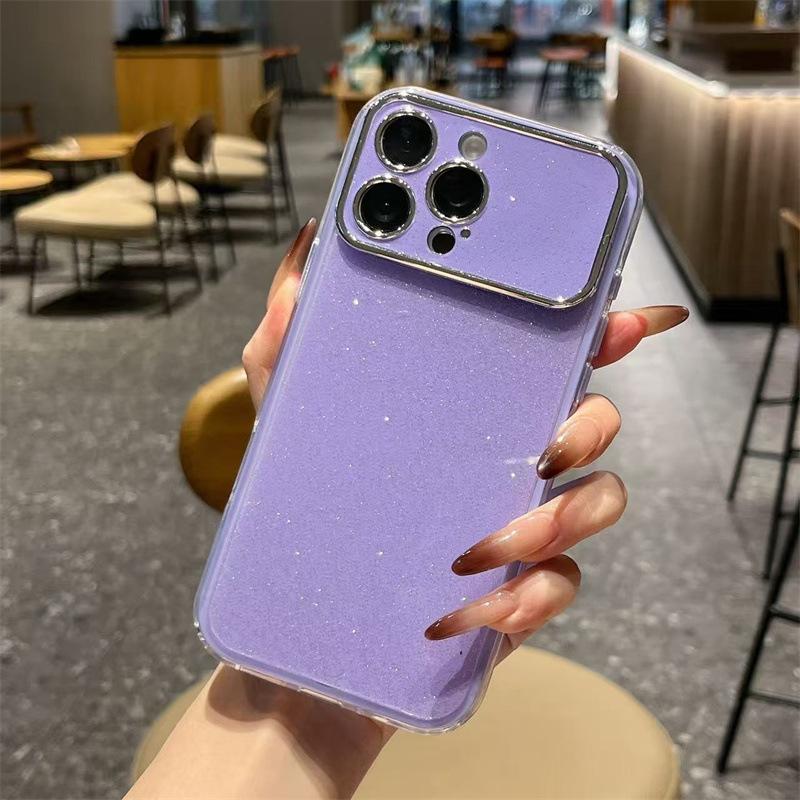 3-in-1 Glitter for iPhone New Model Phone Case, Apple 16pro, Large Windows, 15pro, Solid Color, 14pro