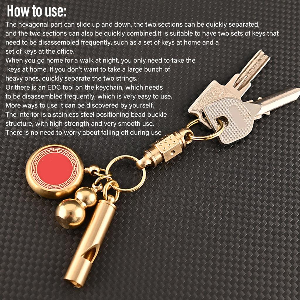 Quick Release Keychain Brass Detachable Universal Joint Quick Release Key Rings for Daily Outdoor
