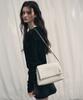 Leathery Flap Chain Shoulder Bag [Black]