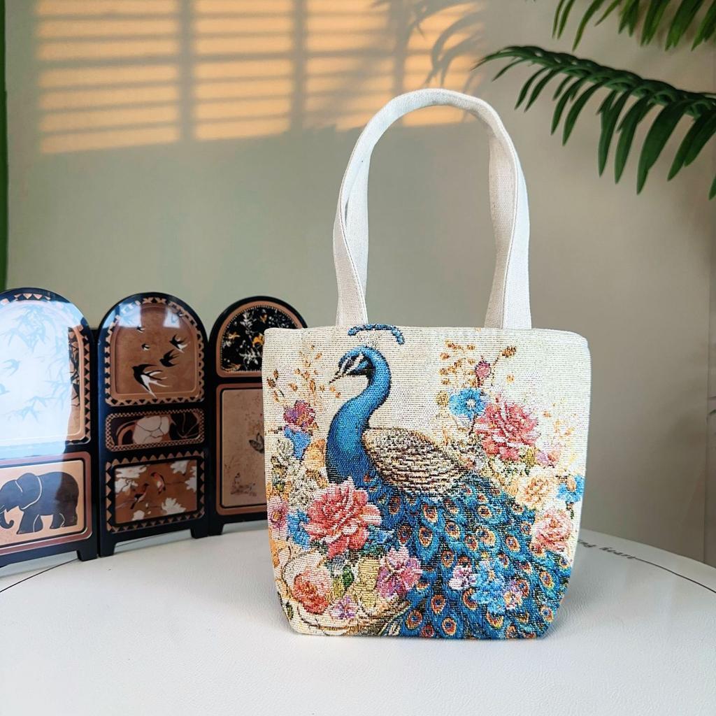 Popular Canvas Bag, Mobile Phone Change Bag, Cartoon Bag, Double-sided Jacquard Hand Bag, Cute Small Bag with Embroidery Pattern.