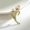 Japanese Tulip Brooch, High-End Feminine Exquisite Temperament, Diamond-Encrusted Brooch, Anti-Light Pin Buckle, Suit Accessories