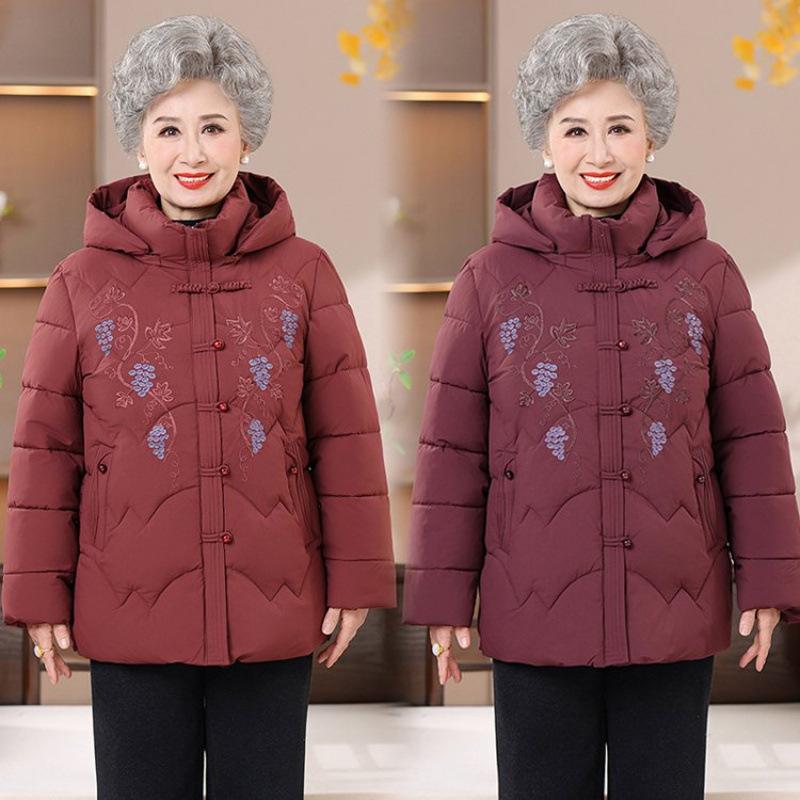 Fleece large size cotton-padded coat thickened jacket old lady warm cotton-padded clothes