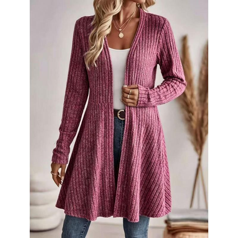 Womens Long Knit Cardigan 2026 Fall Winter Solid Color Casual Sweater Coat