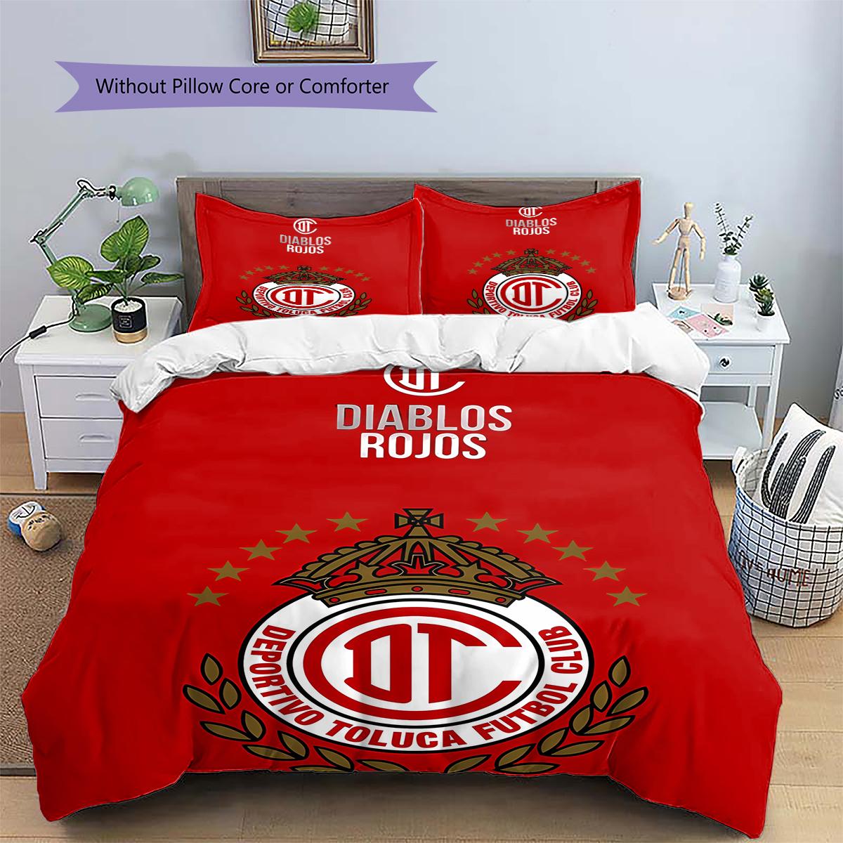 

Toluca Sport Football Club logoPattern Bedding,Quilt Set Quilt Cover Pillowcase Home Birthday Gift (1 * duvet cover + 2 * pillowcase, without core) 135x200cm