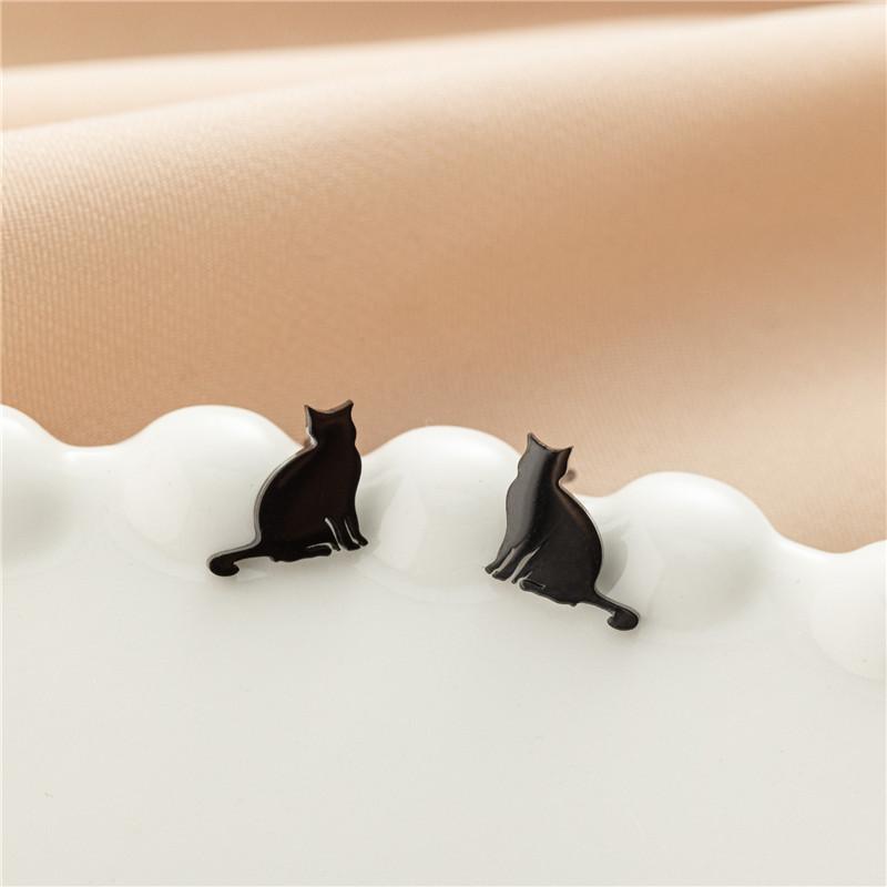 Cute Cat Stainless Steel Stud Earrings for Women Persian Cat Ear Jewelry Girls Student Birthday Earring Gifts Accessories