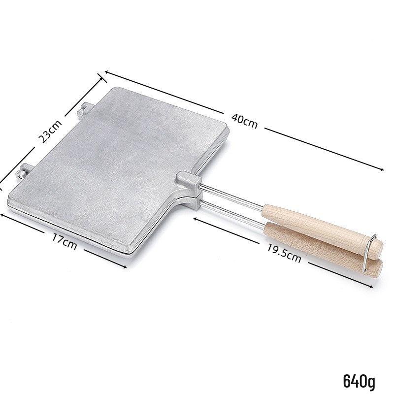 Introducing the "Double-Sided Striped Grill Pan" – perfect for sandwiches, steaks, and eggs.