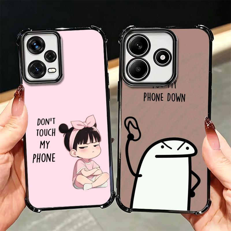 Funny Dont Touch My CallPhone Plating Phone Case For Xiaomi Redmi Note 14 15 Pro Plus 13 12 11 11S 11T 10 9S 9 5G Anti-Fall Aira