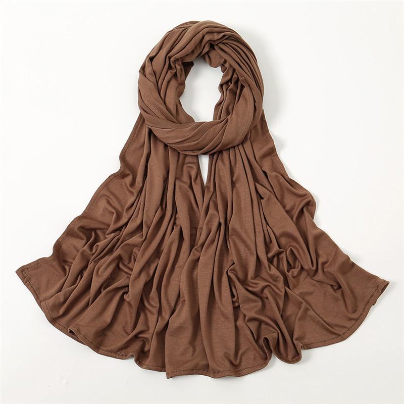 Plain Jersey Thick Hijab Scarf Cotton Polyester Wrap Elasticity Shawls Foulards Long Stretchy Turban Muslim Head Snood 180*60Cm