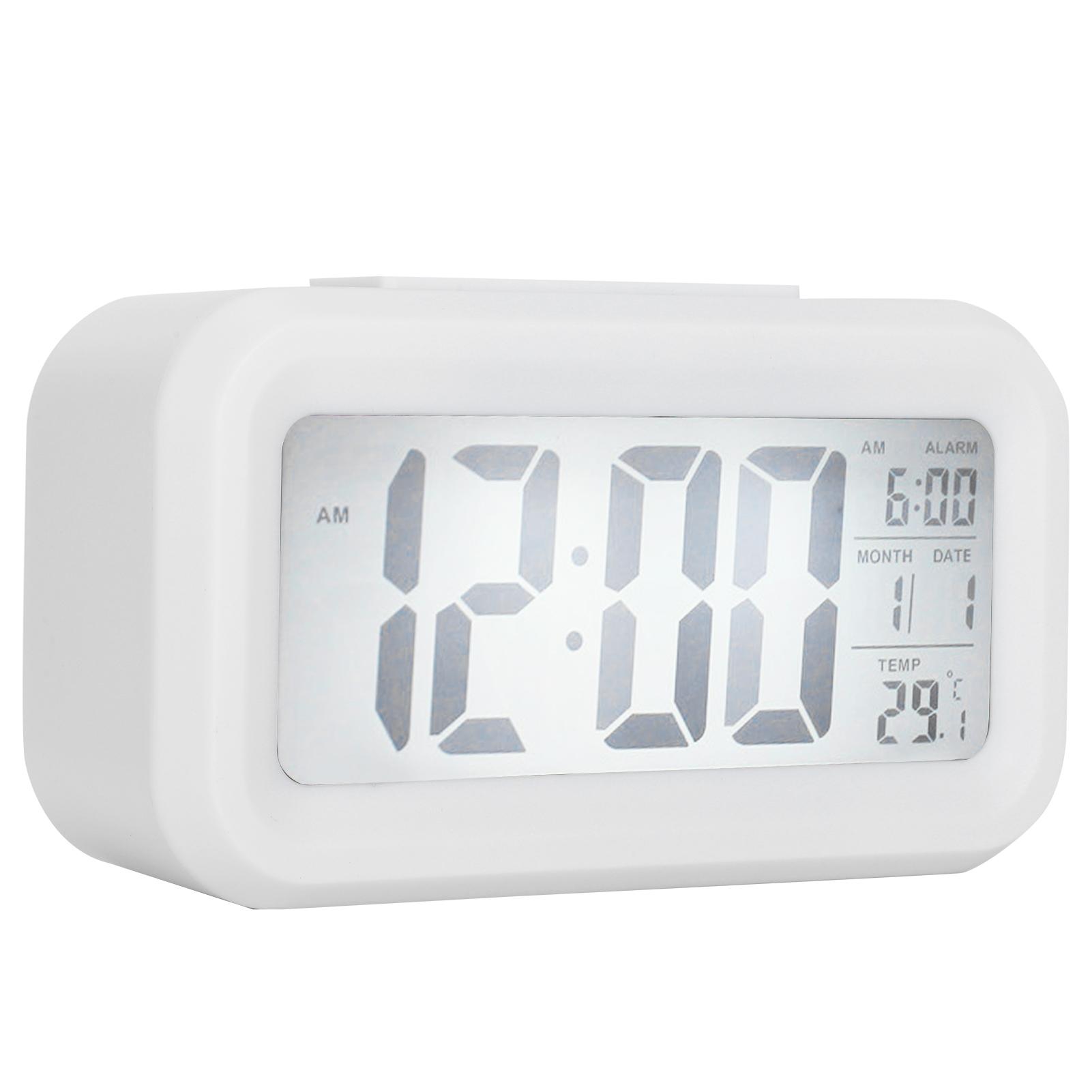 

LCD Electronic Clock Large Screen Mute Smart Time Temperature Display Alarm Clock GHY‑501White белый
