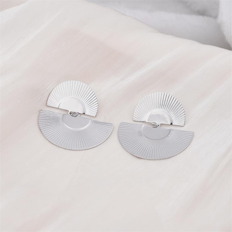Double-layers Fan Shape Women's Hanging Earrings Uneven Semicircular Pendants Drop Earrings Hyperbole Ear Jewelry 2026 New