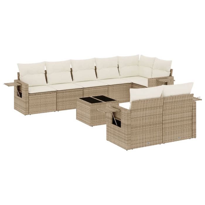 VidaXL Garden Lounge Set with Cushions 9 Pcs, Patio Sofas, Patio Furniture Set, Outdoor Furniture, Beige 3220427