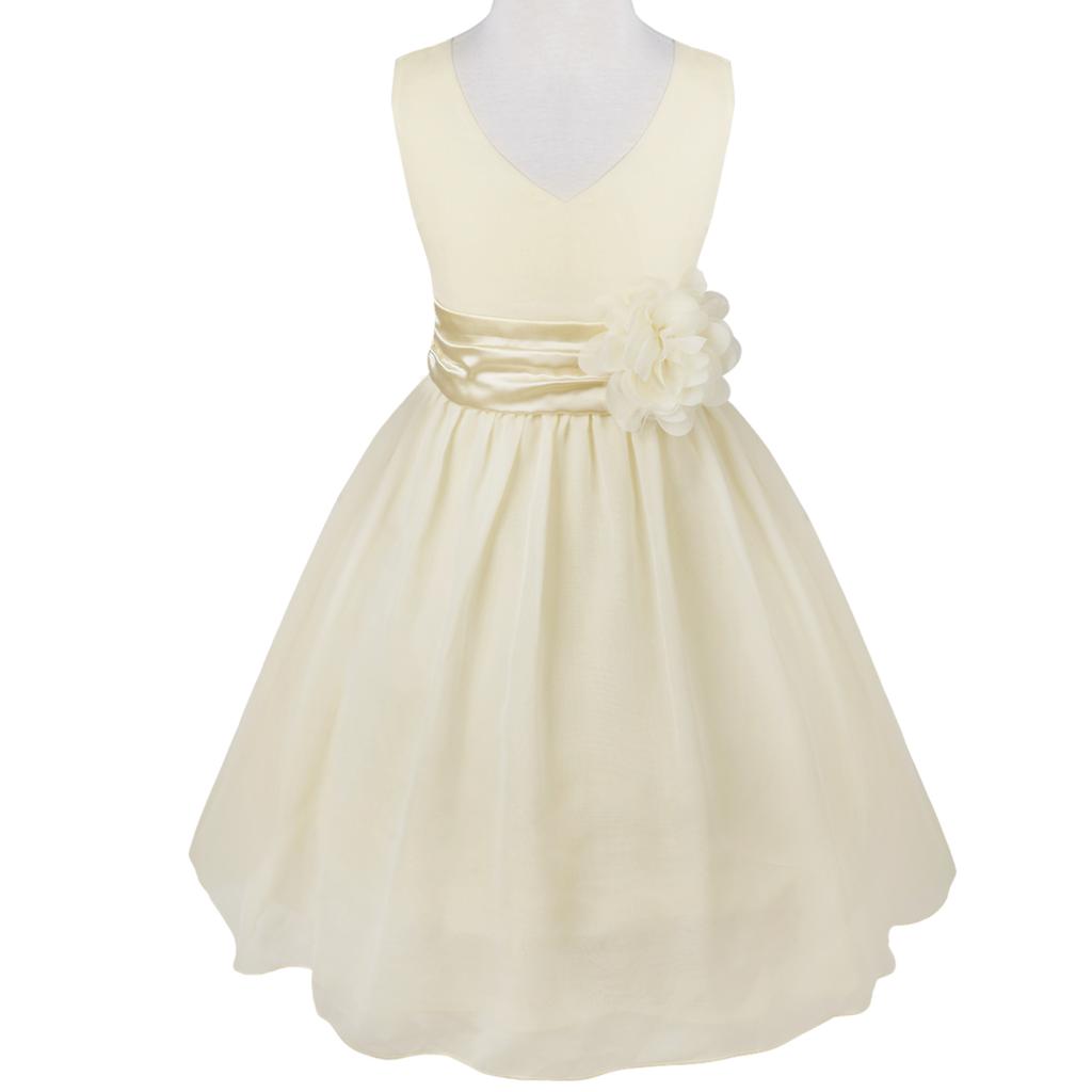 Kids Girls Princess Dress V Neck Flower Tutu Dress Pageant Junior Prom Gown Wedding Bridesmaid Evening Party Dress